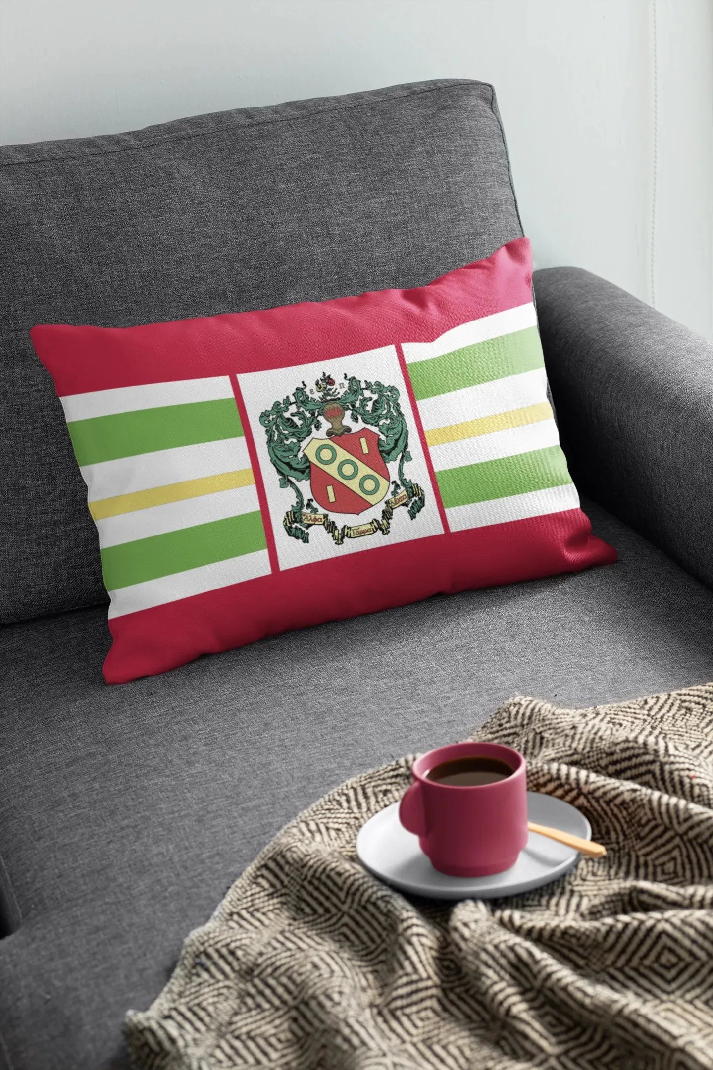 Alpha Gamma Delta Lumbar Throw Pillow Cover - Stripes Pillow Covers