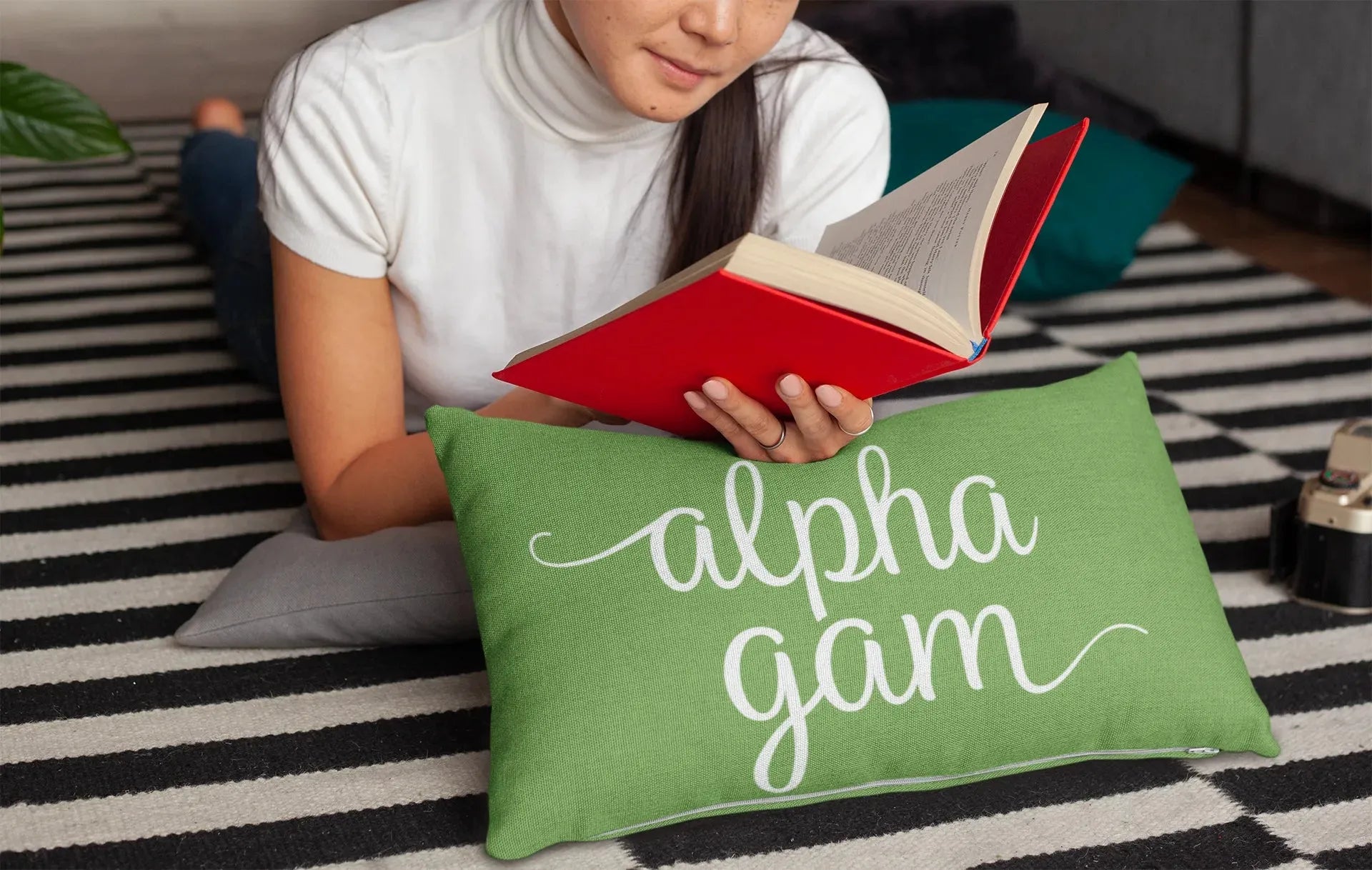 Alpha Gam Lumbar Throw Pillow Cover Pillow Covers