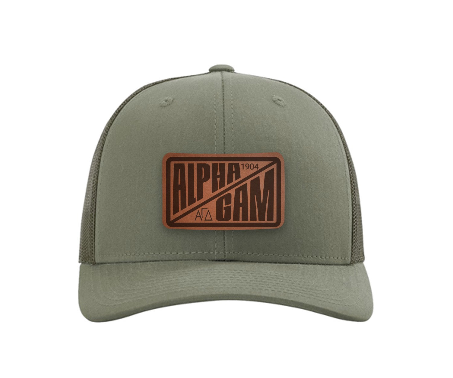 Alpha Gam Richardson 112 Leatherette Patch Trucker Hat  Divide | Gifts