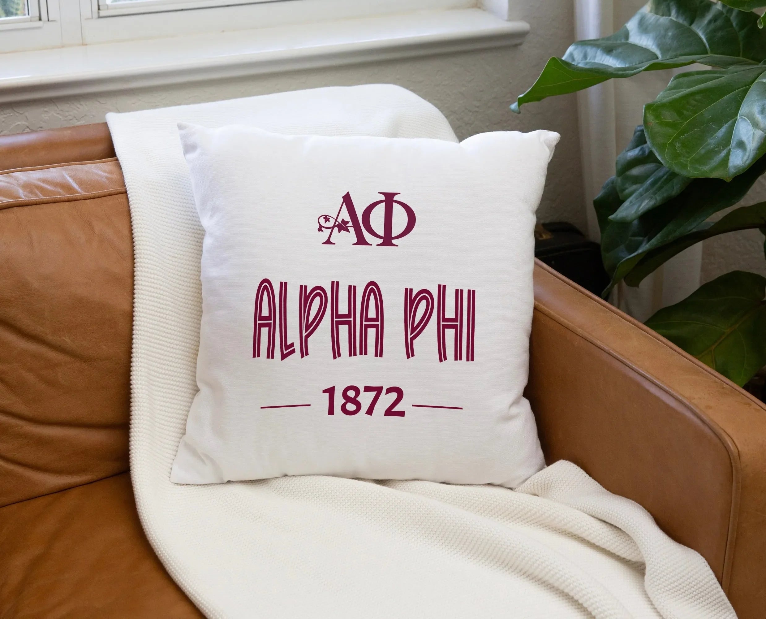 Alpha Phi 18" Throw Pillow Cover 1872 | Custom APhi Dorm Decor | Gifts