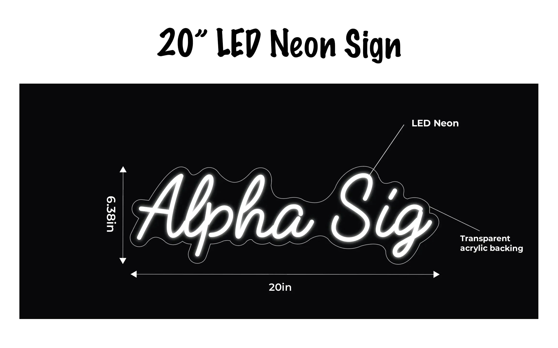 Alpha Sig LED Neon Script Sign w/ Dimmer Neon Signs