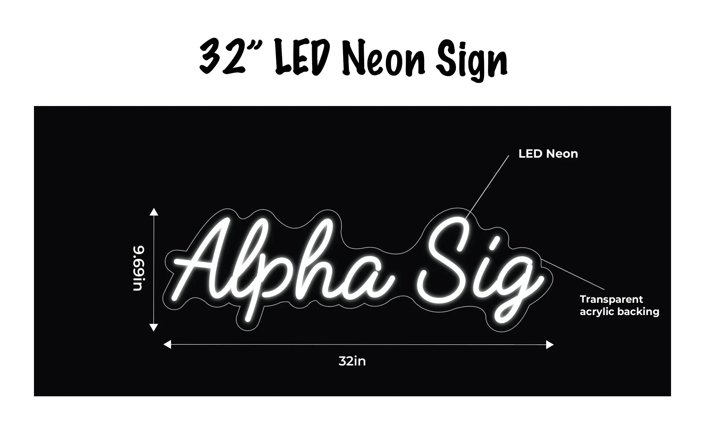 Alpha Sig LED Neon Script Sign w/ Dimmer Neon Signs