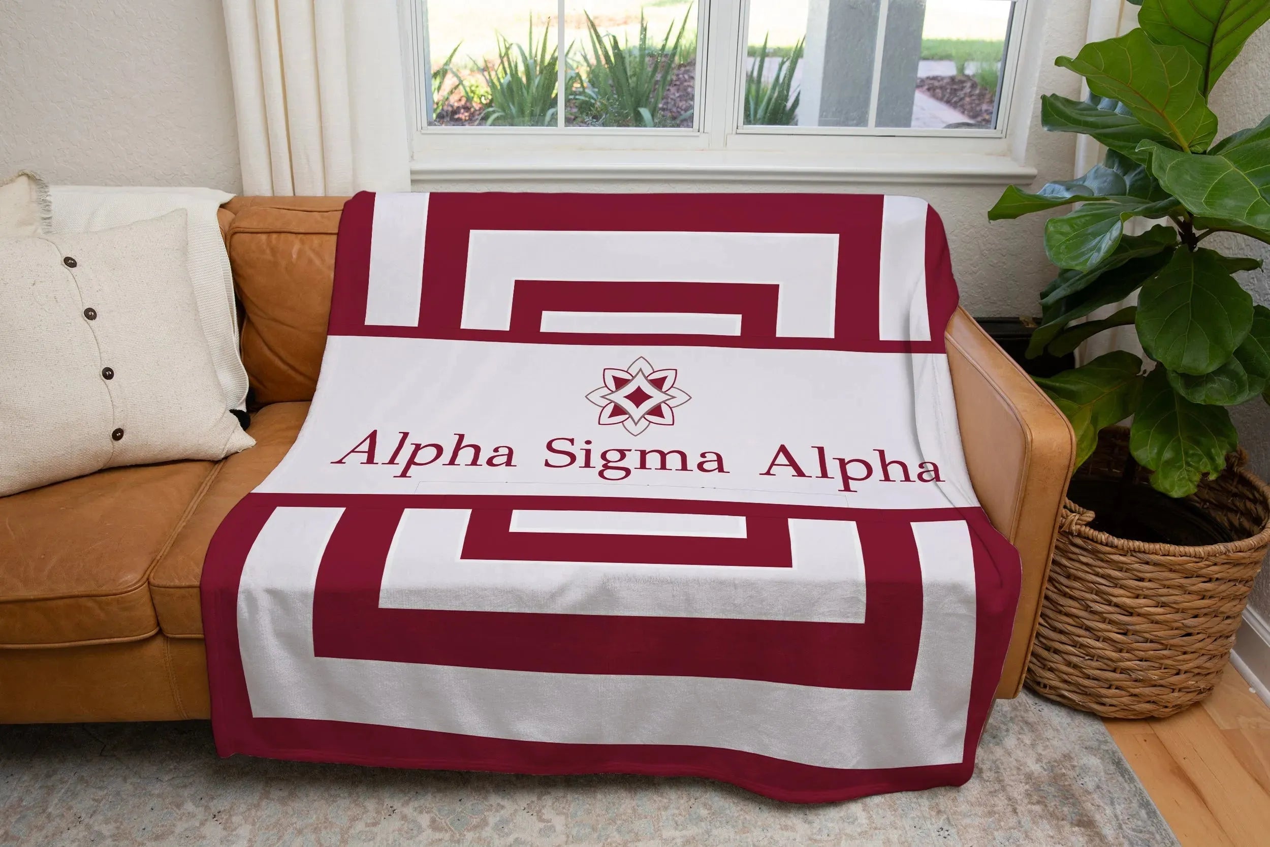 Alpha Sigma Alpha XL 60x80 Sherpa Throw Blanket - Geo Throw Blankets