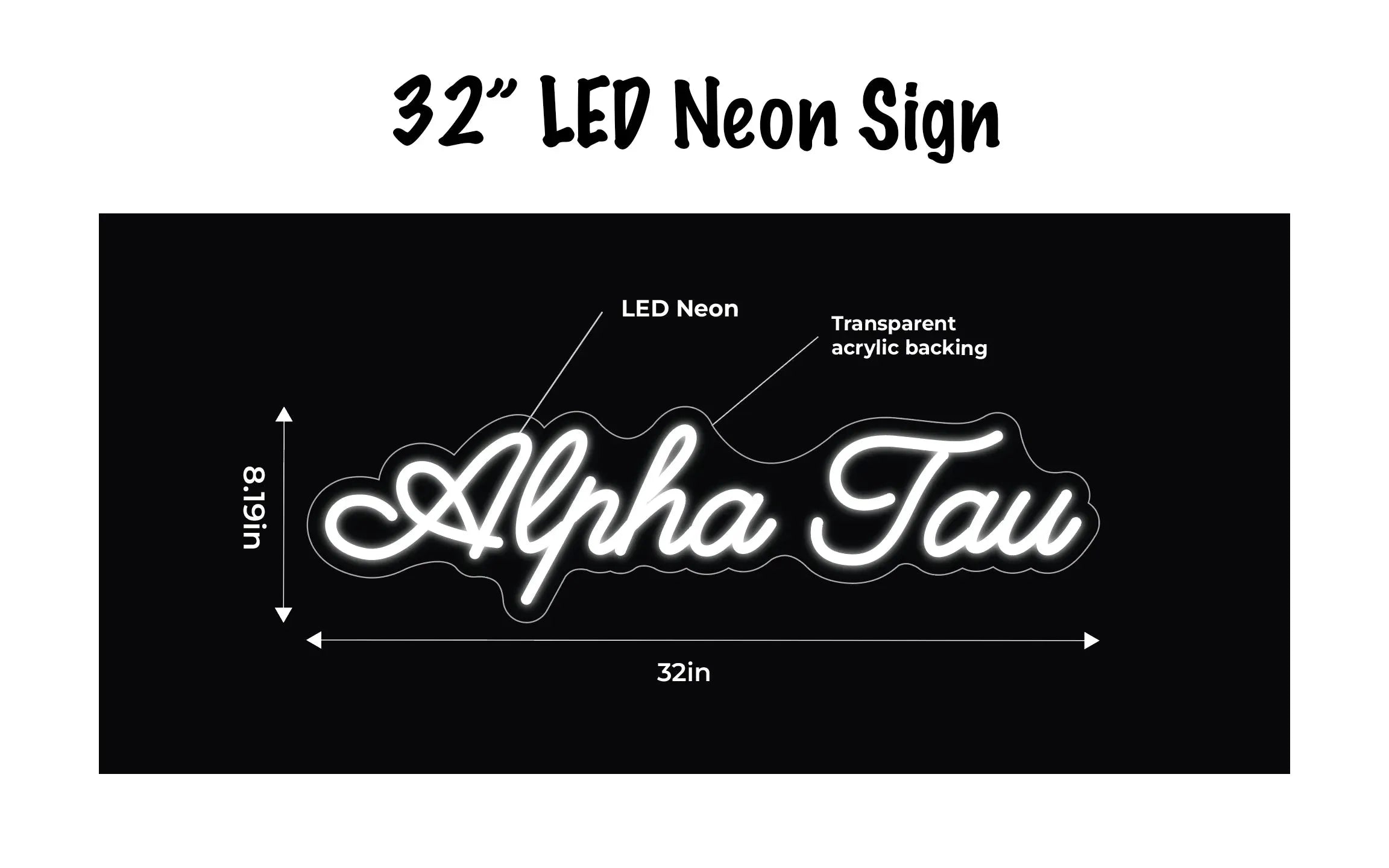 Alpha Tau LED Neon Script Sign w/ Dimmer Neon Signs