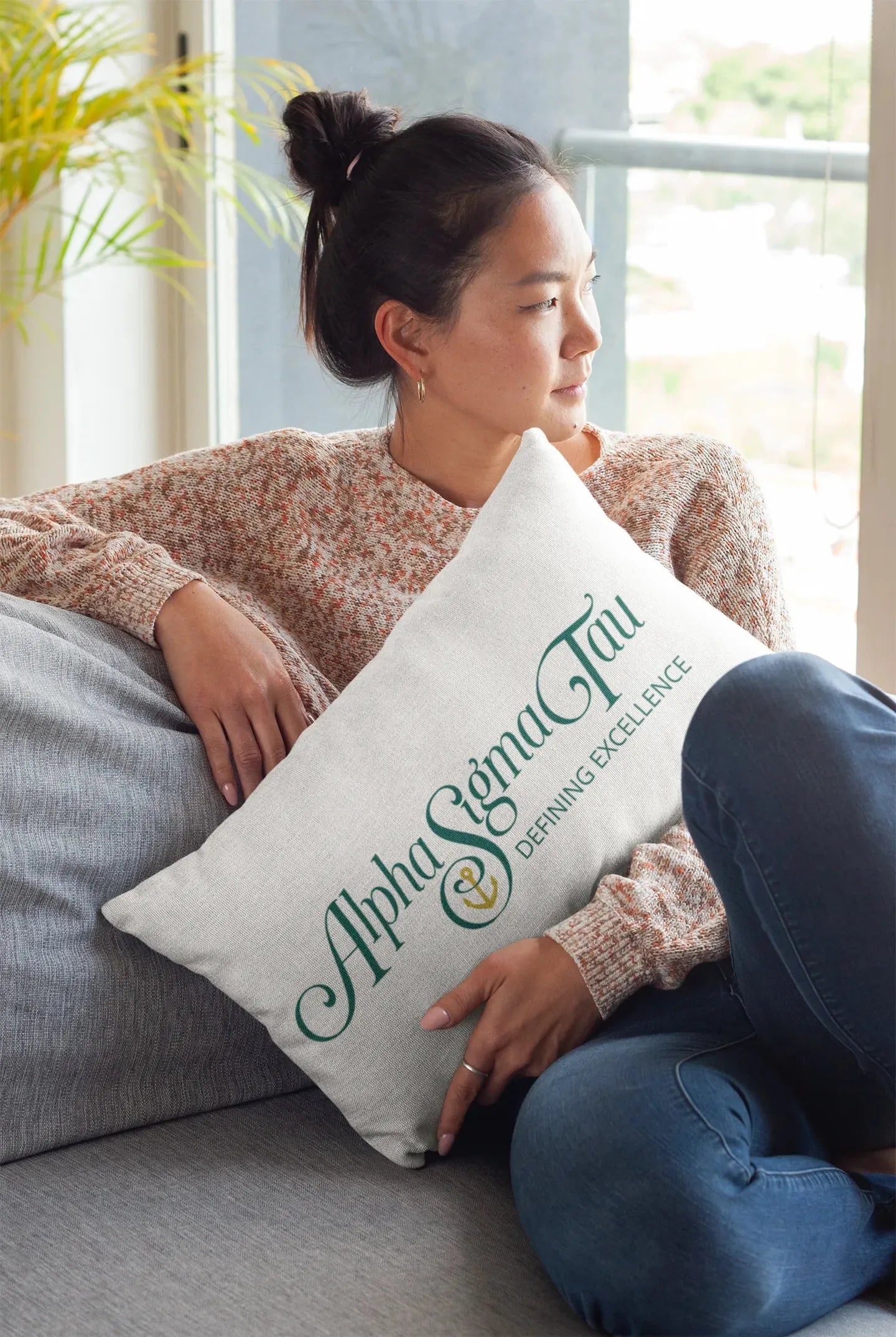 Alpha Sigma Tau Lumbar Pillow Cover - Traditional Pillow Covers