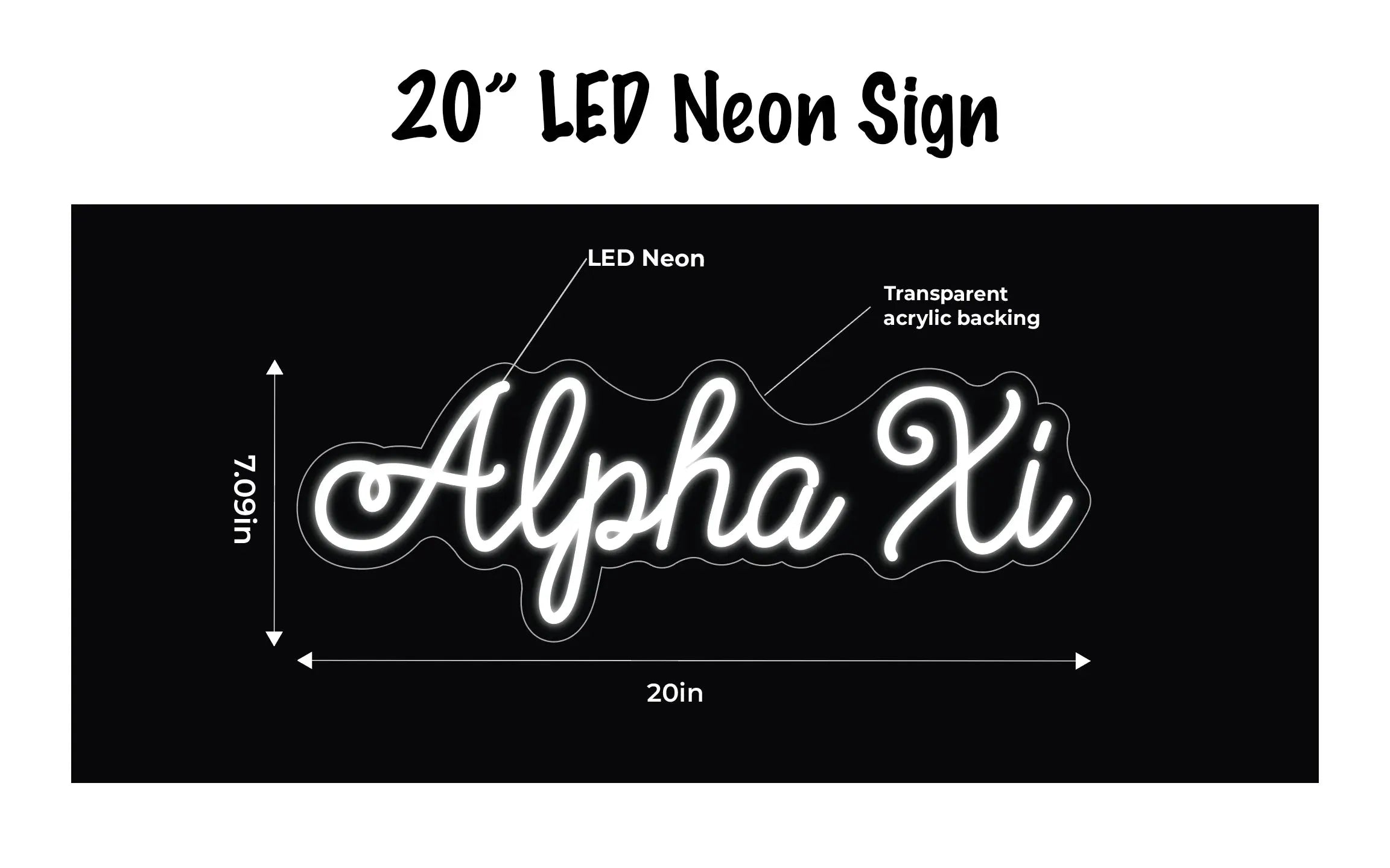 Alpha Xi LED Neon Script Sign w/ Dimmer Neon Signs