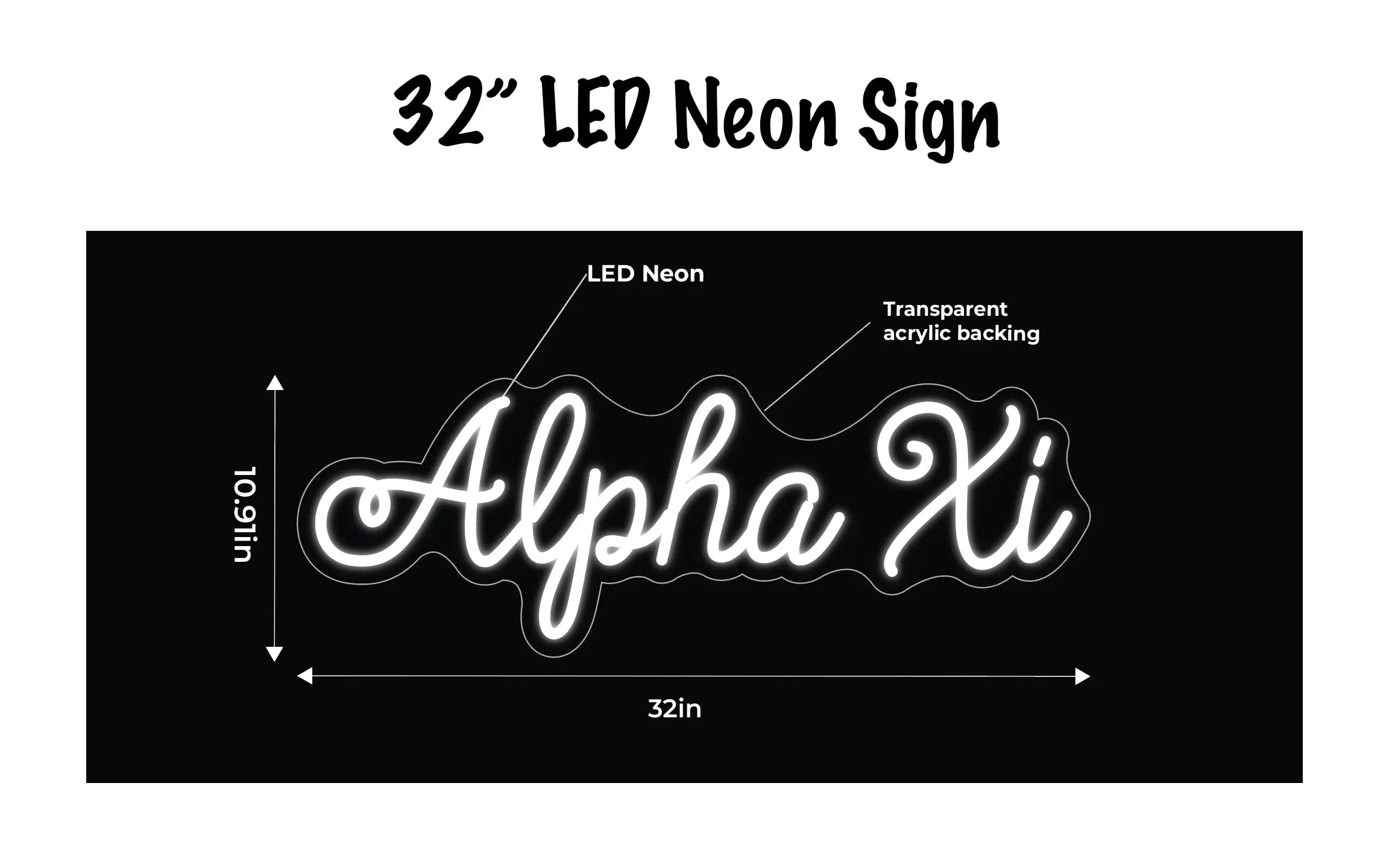 Alpha Xi LED Neon Script Sign w/ Dimmer Neon Signs
