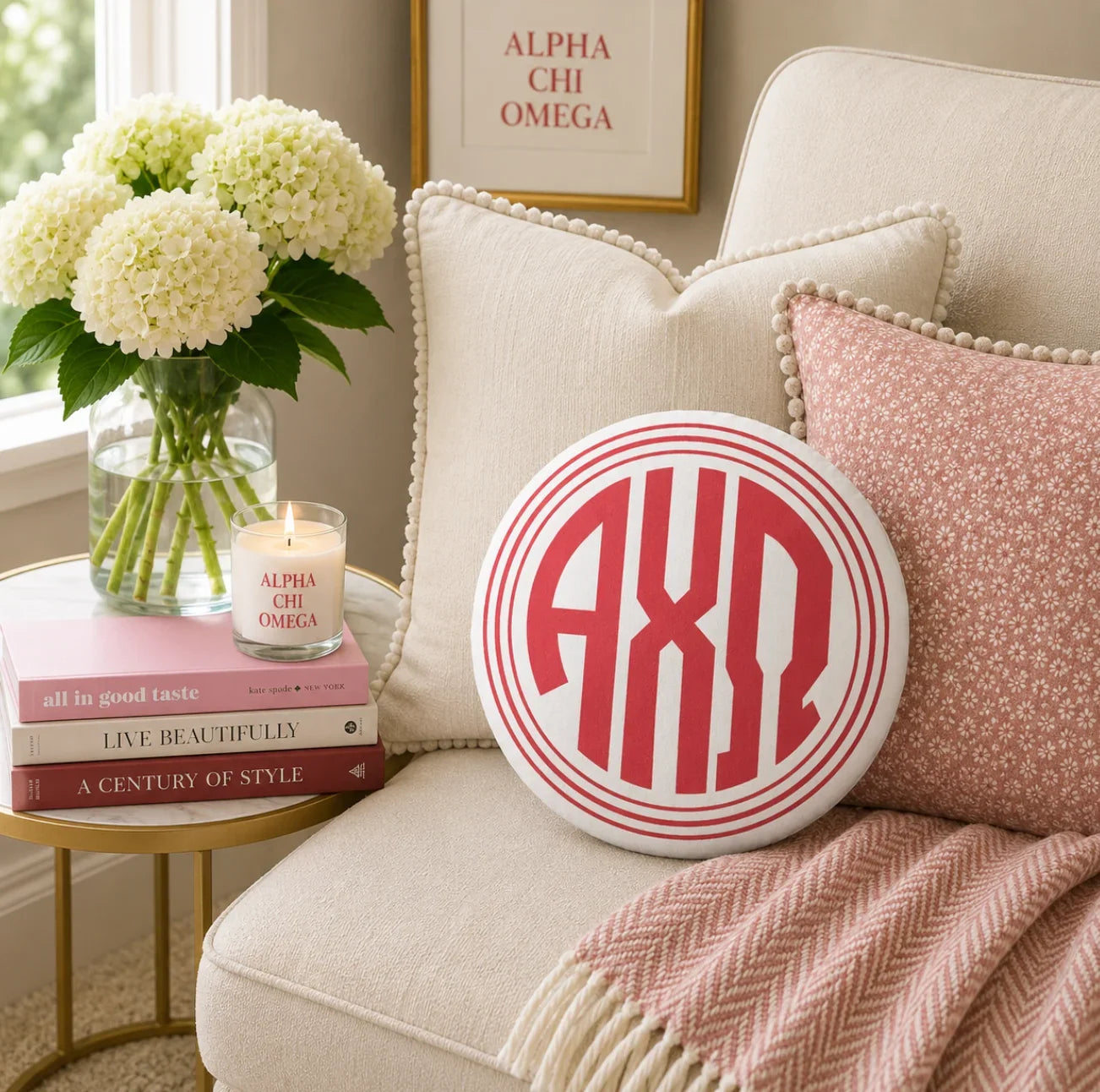 Alpha Chi Monogram Custom-Shape Throw Pillow | AXO Gifts
