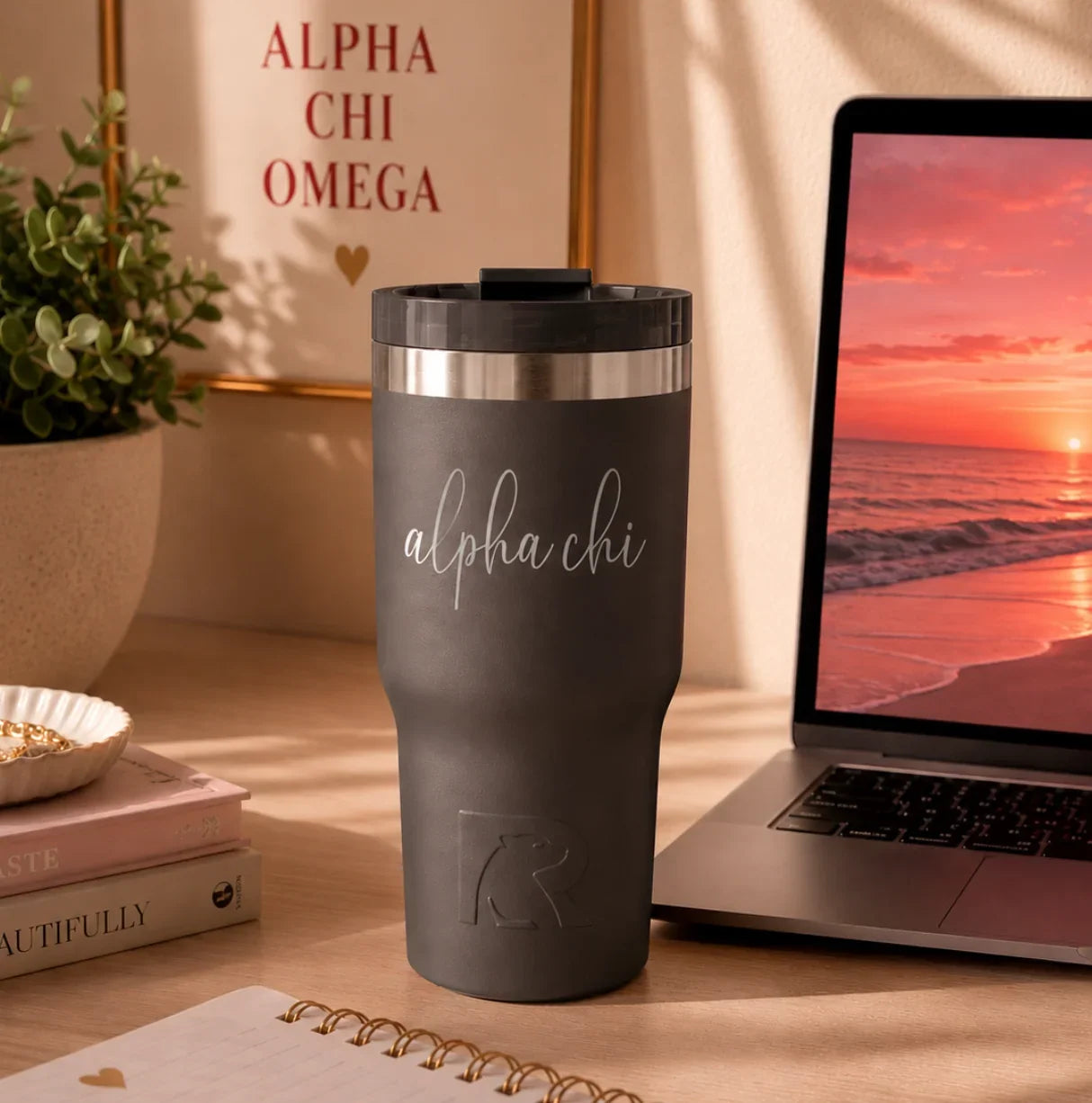 Alpha Chi RTIC Essential Ceramic Lined Tumbler - Script | Campus Greek Fit