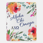 Alpha Chi Omega XL 60x80 Floral Sherpa Throw Blanket Throw Blankets