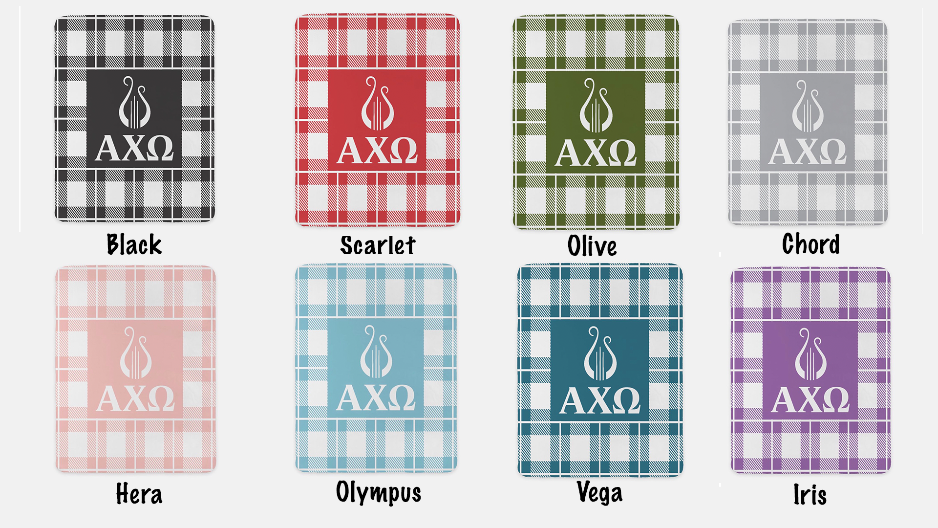 Alpha Chi Omega XL 60x80 Plaid Sherpa Throw Blanket ColorSwatch