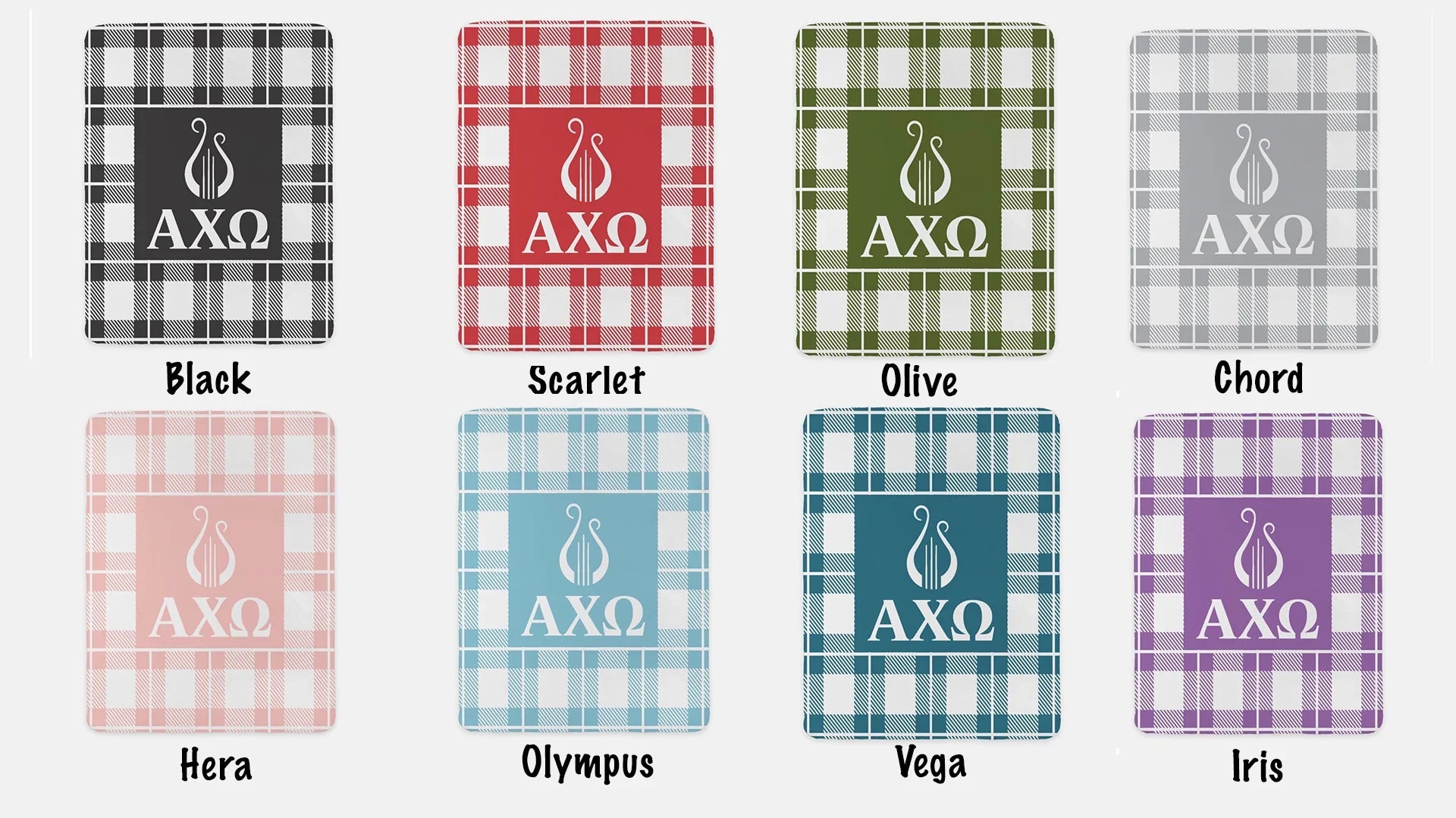 Alpha Chi Omega XL 60x80 Plaid Sherpa Throw Blanket ColorSwatch