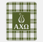 Alpha Chi Omega XL 60x80 Plaid Sherpa Throw Blanket Olive Throw Blankets