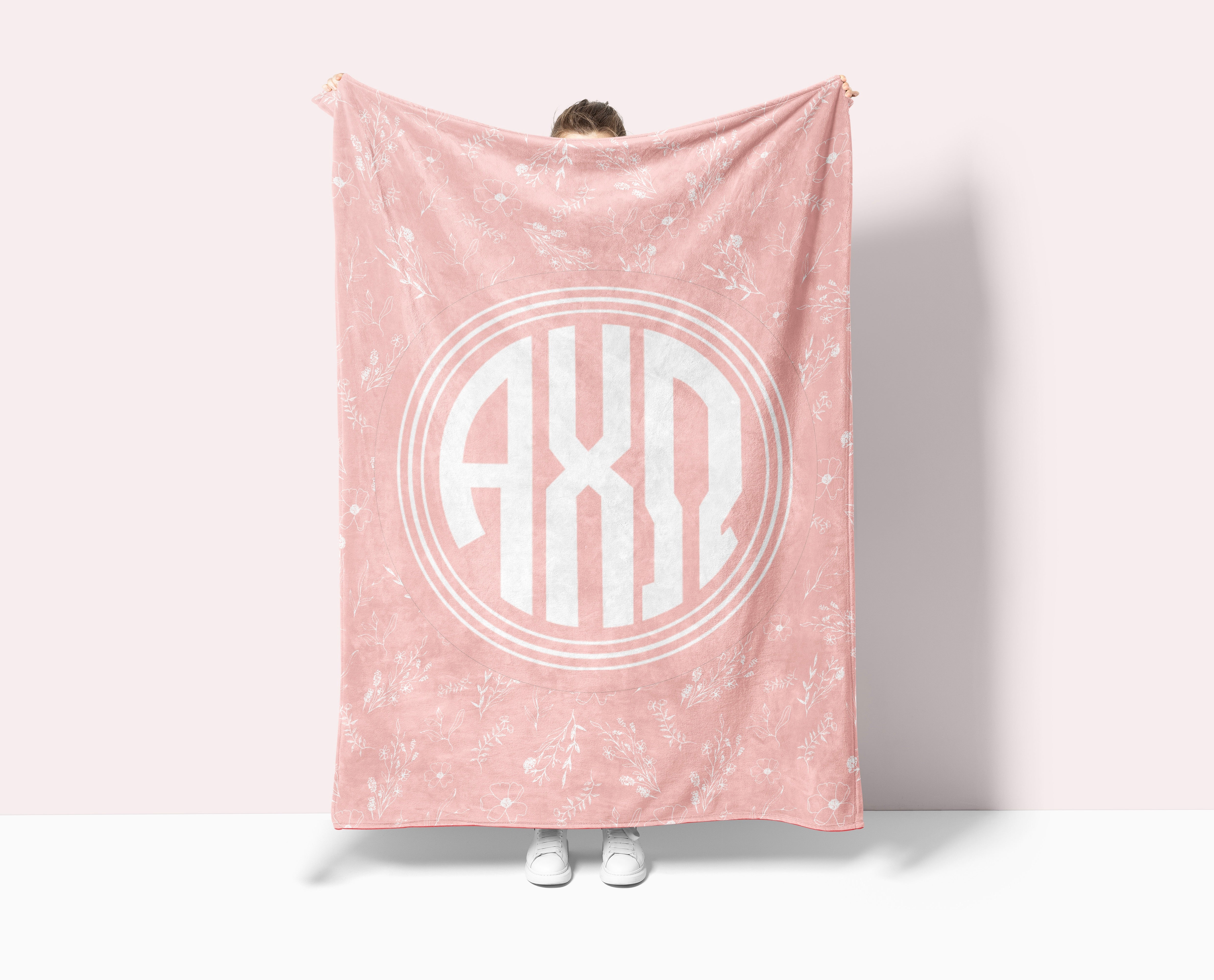 Alpha Chi Omega XL 60x80 Sherpa Throw Blanket - Vintage Floral | AXO