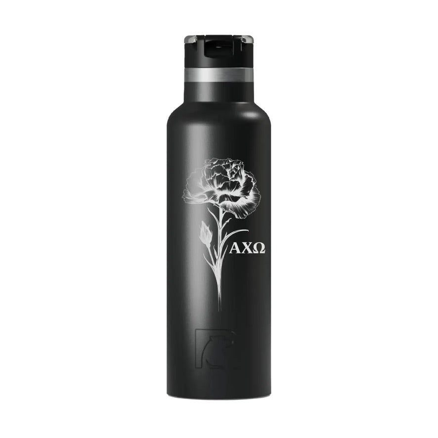 Alpha Chi RTIC 20 oz Ceramic Lined Water Bottle Tumbler - Carnation