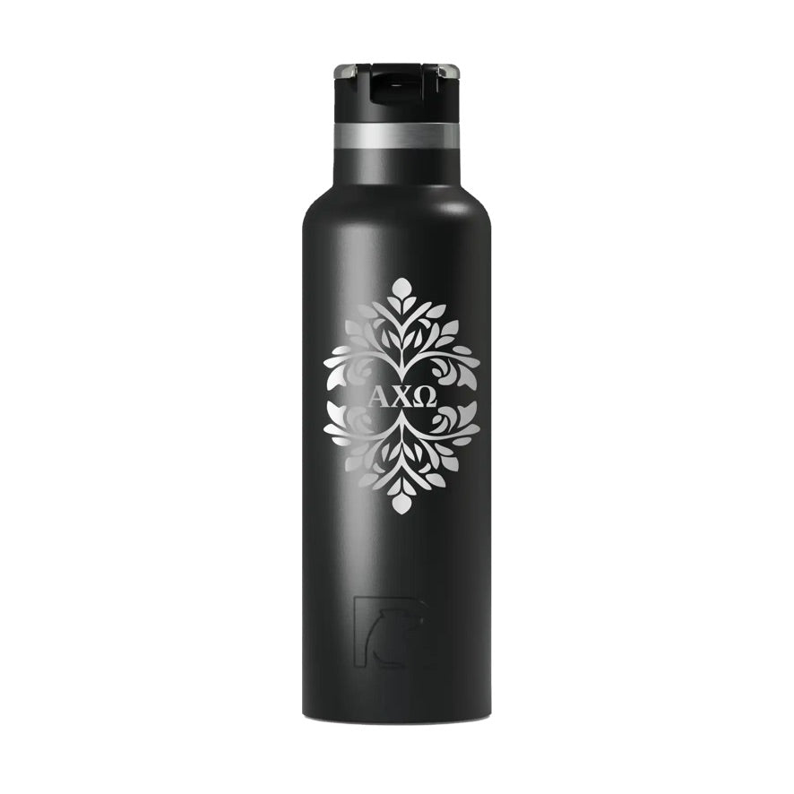 Alpha Chi RTIC 20 oz Ceramic Lined Water Bottle Tumbler Ornate