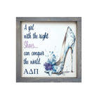 Alpha Delta Pi 12x12 Wood Framed Sign - The Right Shoes Weathered Gray Wall Art & Signs