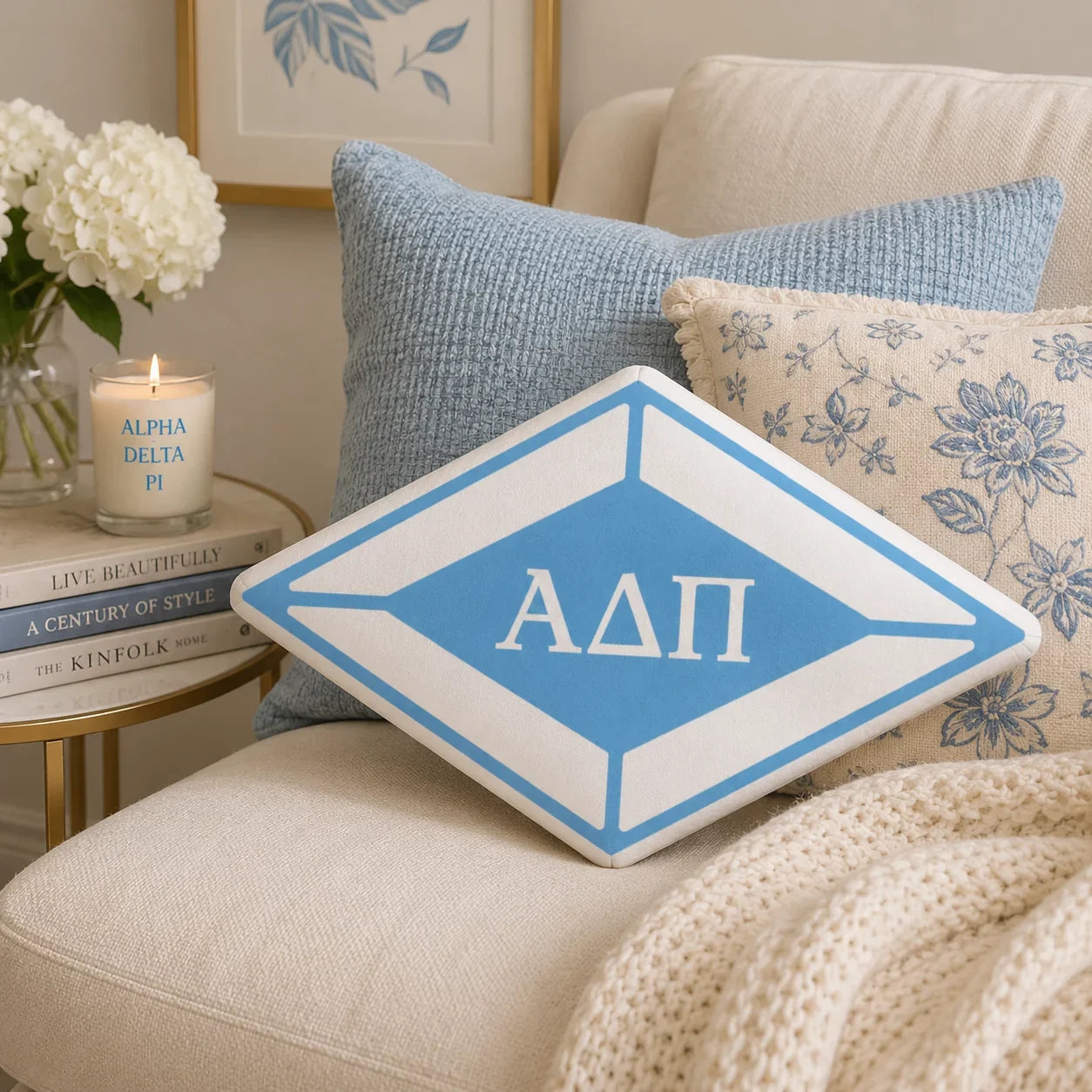 Alpha Delta Pi Diamond Custom-Shape Throw Pillow | ADPi Gifts