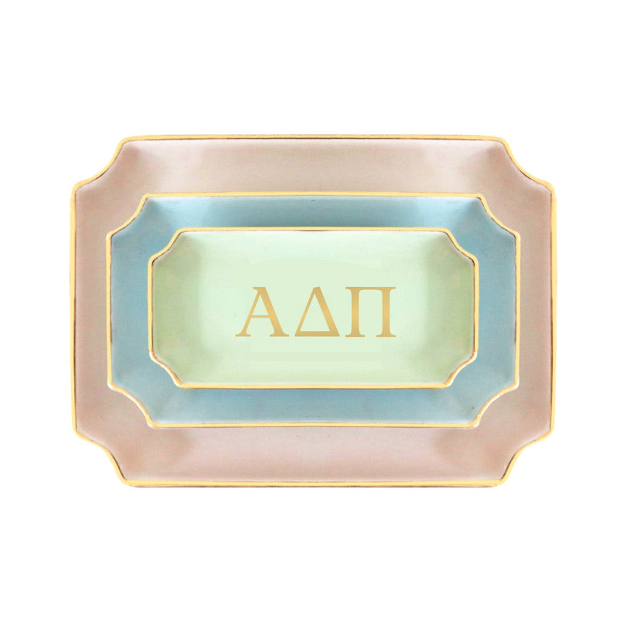 Alpha Delta Pi Gold Monogram Ceramic Decorative Tray