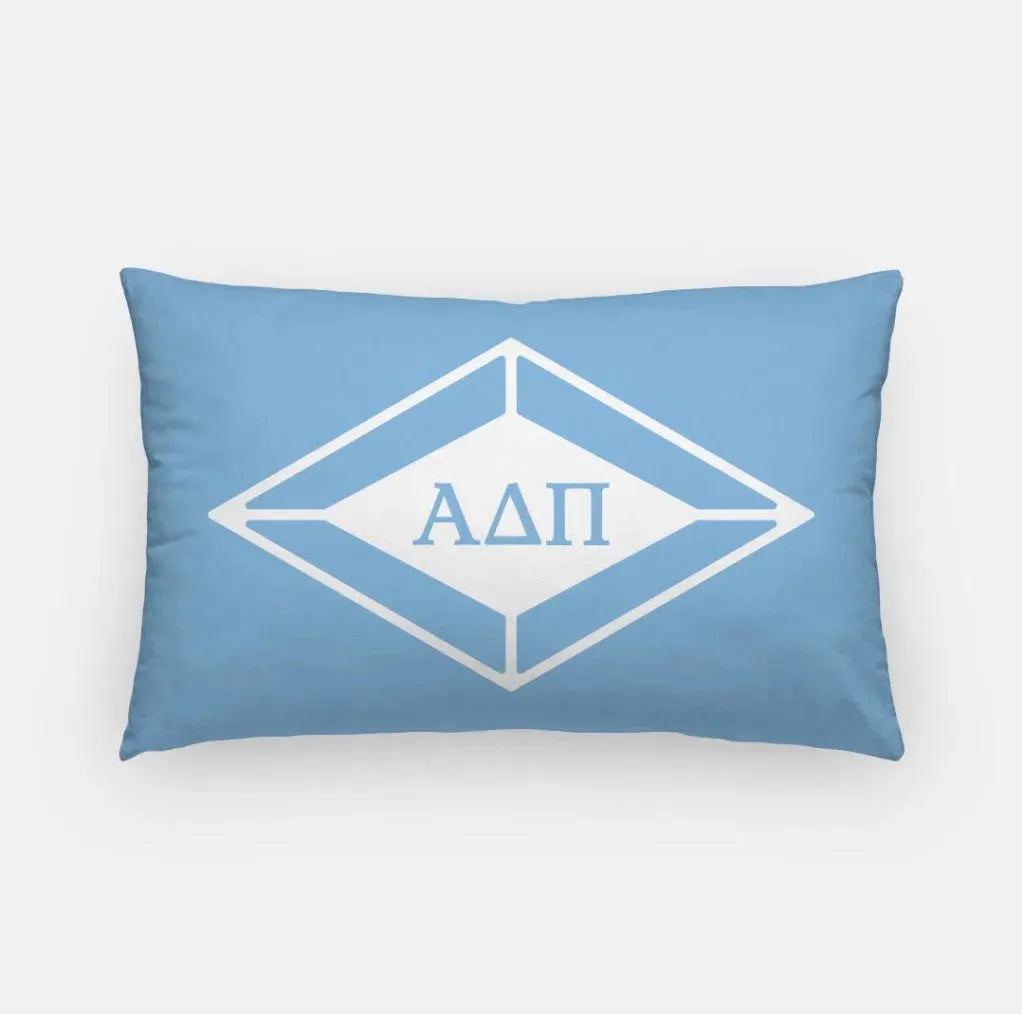 Alpha Delta Pi Lumbar Pillow Cover - Traditional Diamond Adelphean Blue Pillow Covers