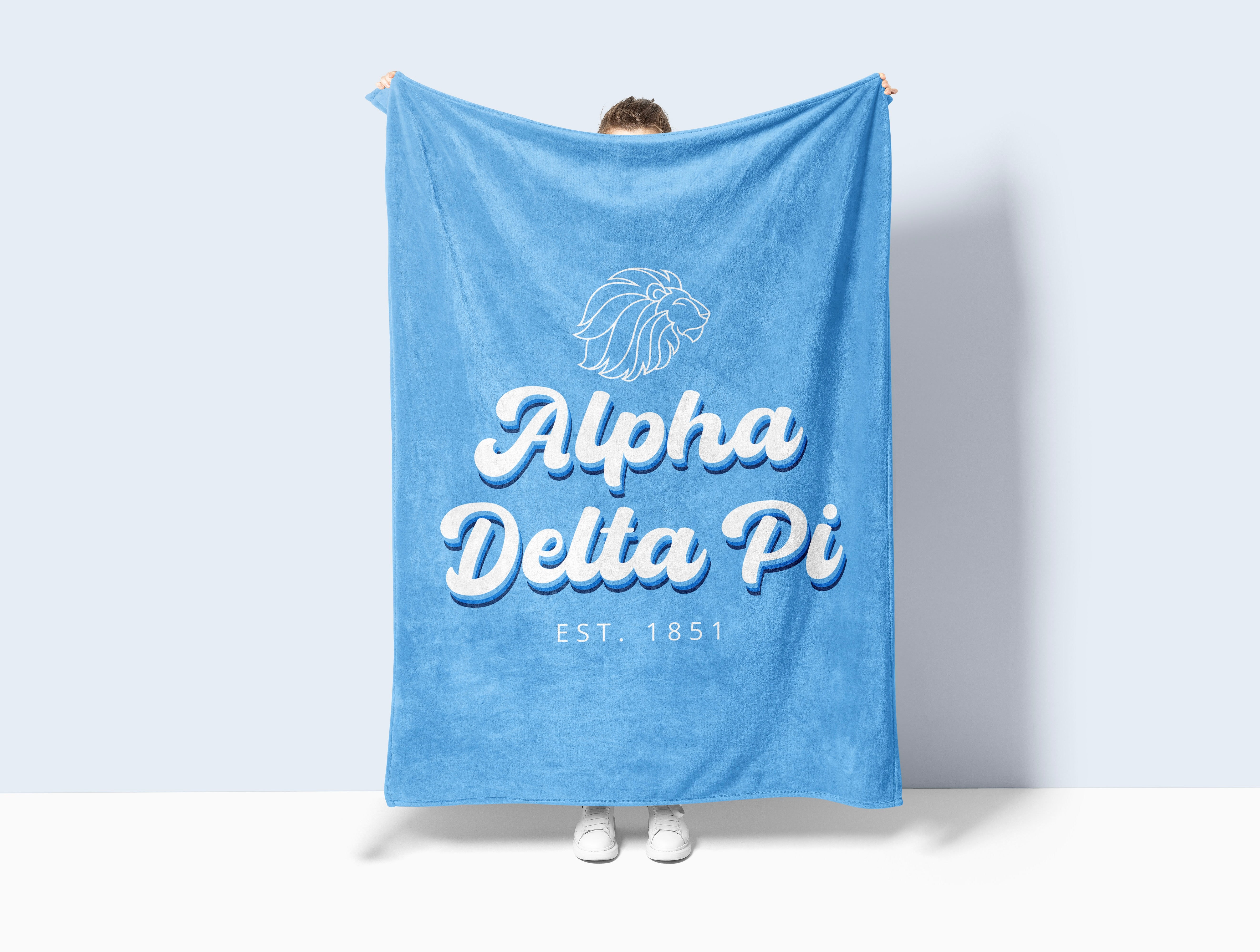 Alpha Delta Pi Sherpa Throw Blanket XL 60x80 Alphie Retro | ADPi Gifts