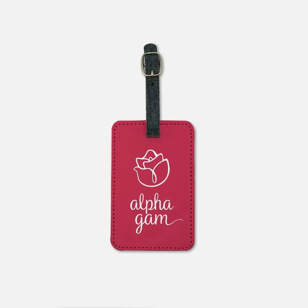 Alpha Gam Luggage Tag (Set of 2) - Red Rose Luggage Tags