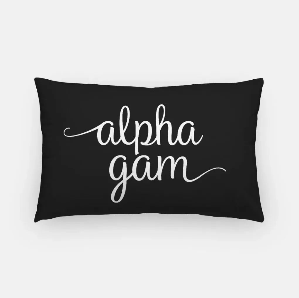 Alpha Gam Lumbar Throw Pillow Black