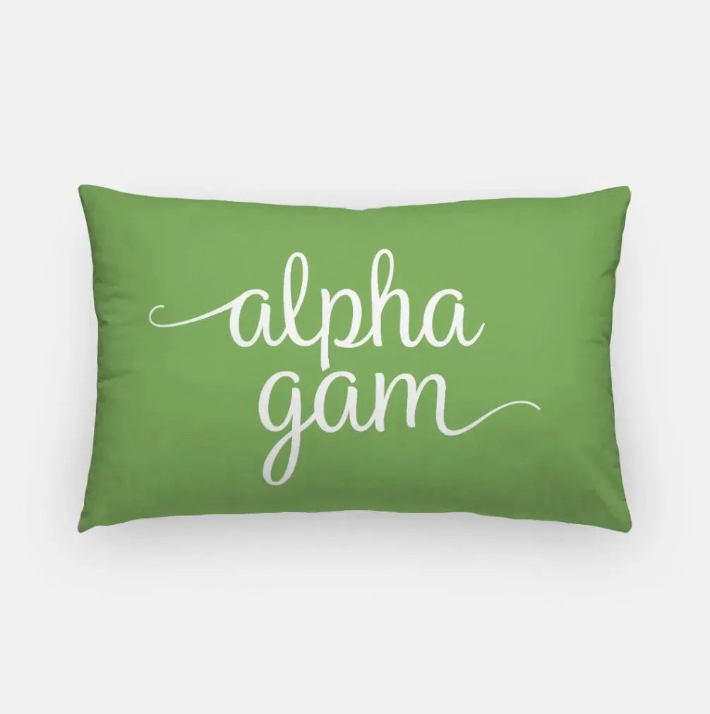 Alpha Gam Lumbar Throw Pillow Green 