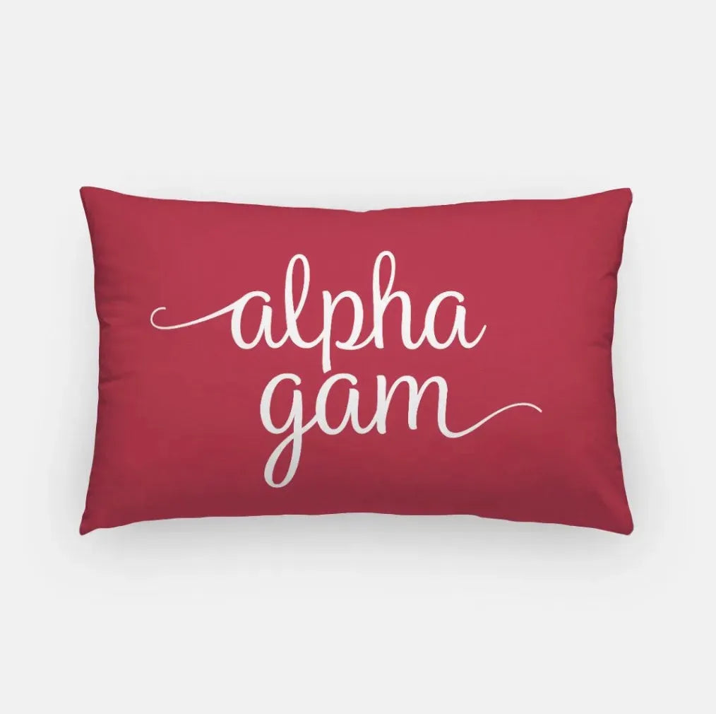 Alpha Gam Lumbar Throw Pillow Red