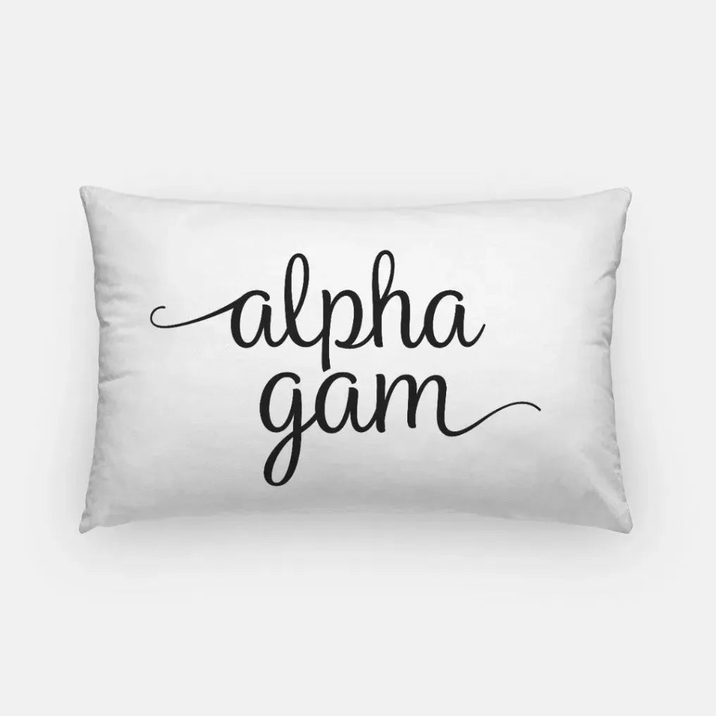 Alpha Gam Lumbar Throw Pillow White