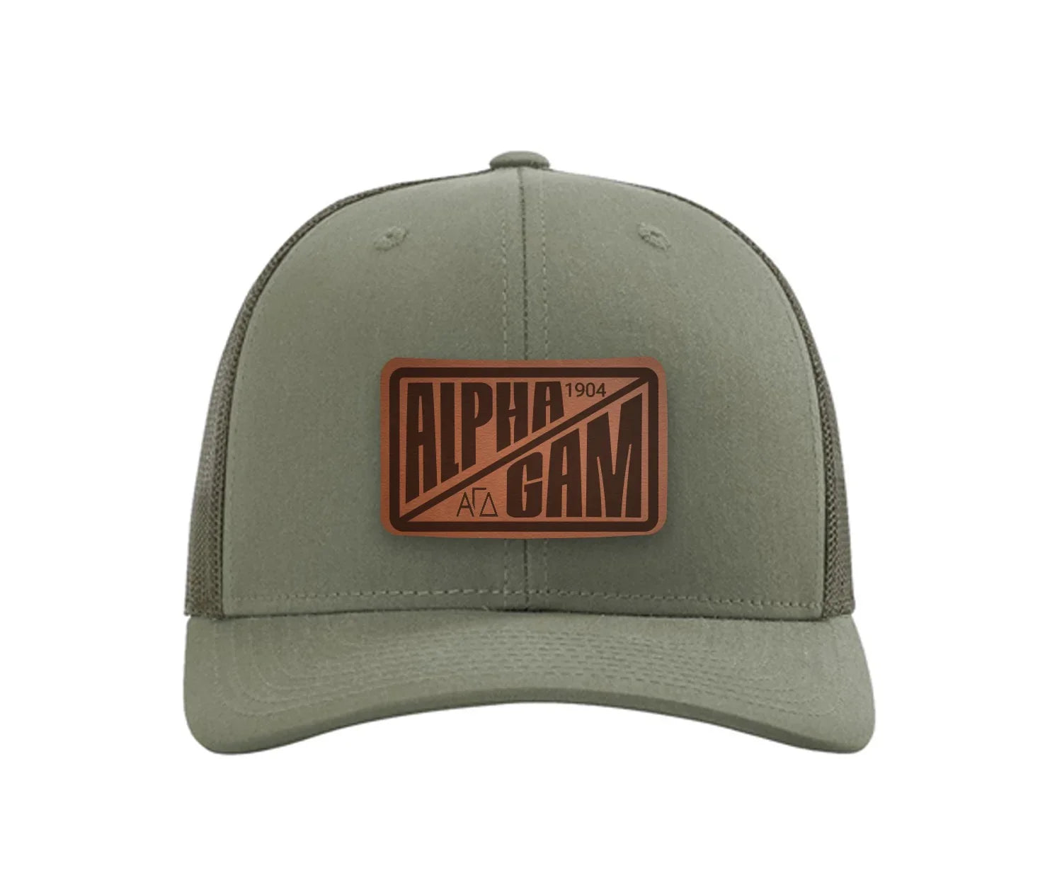Alpha Gam Richardson 112 Leatherette Patch Trucker Hat  Divide | Gifts