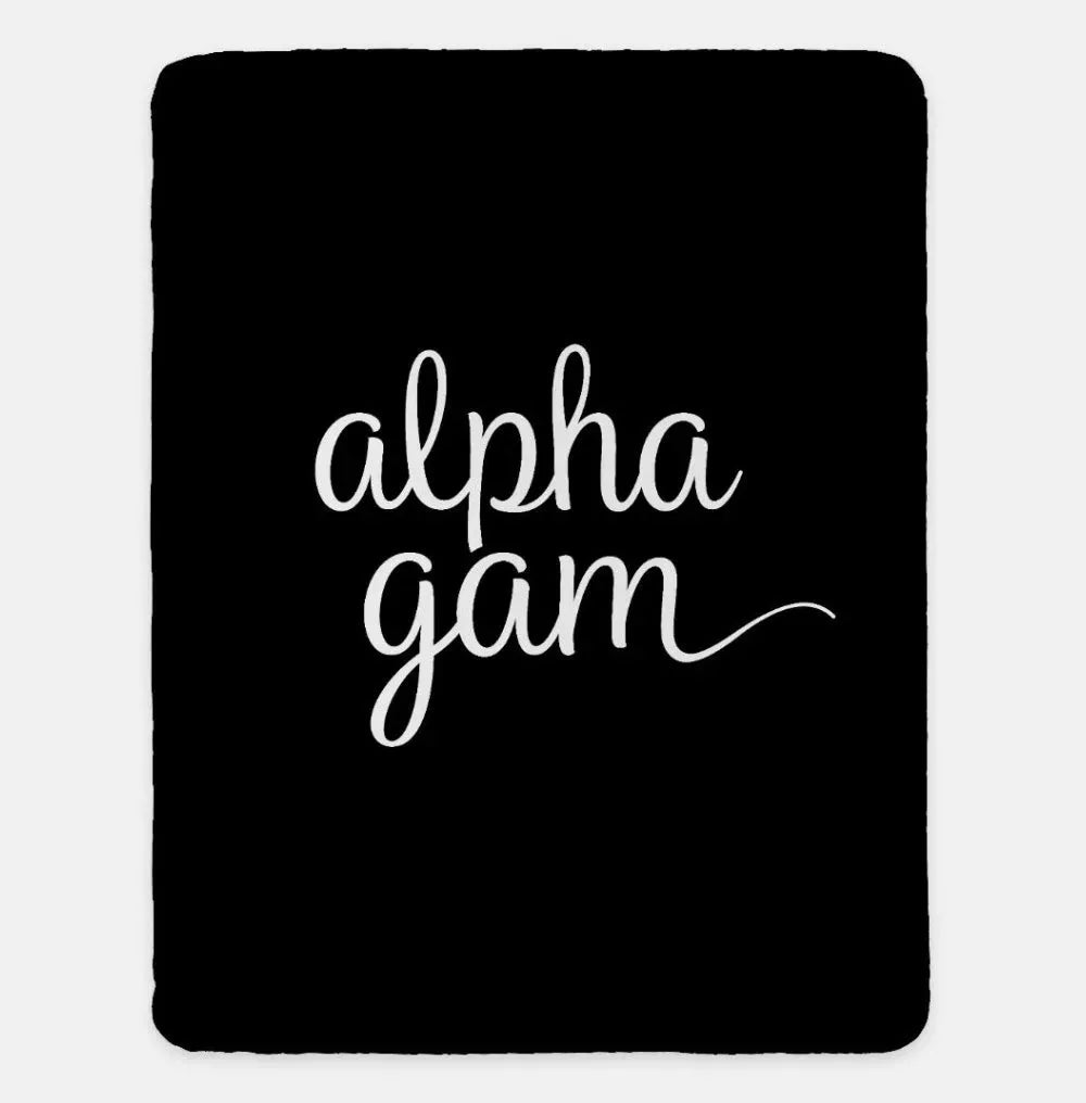 Alpha Gam XL 60x80 Sherpa Throw Blanket White