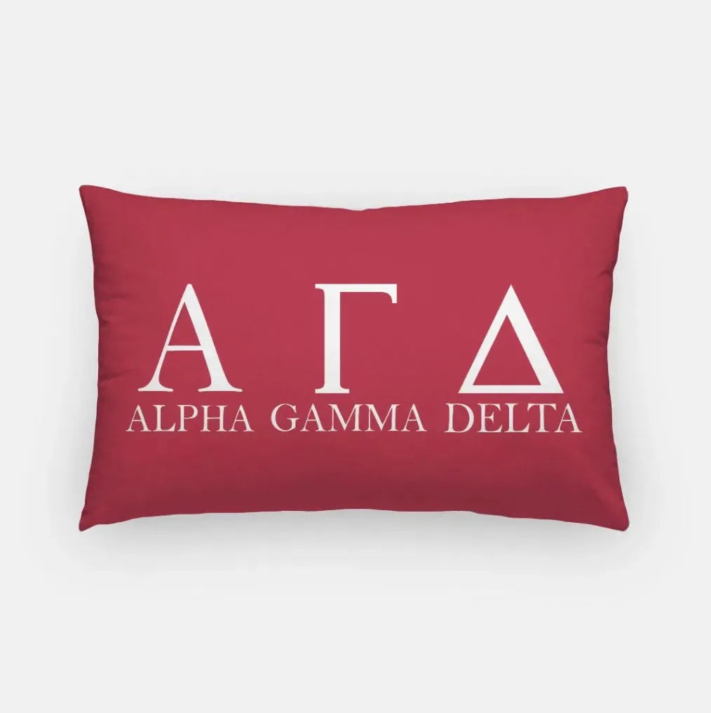 Alpha Gamma Delta Throw Lumbar Pillow Cover Greek Letters Red 