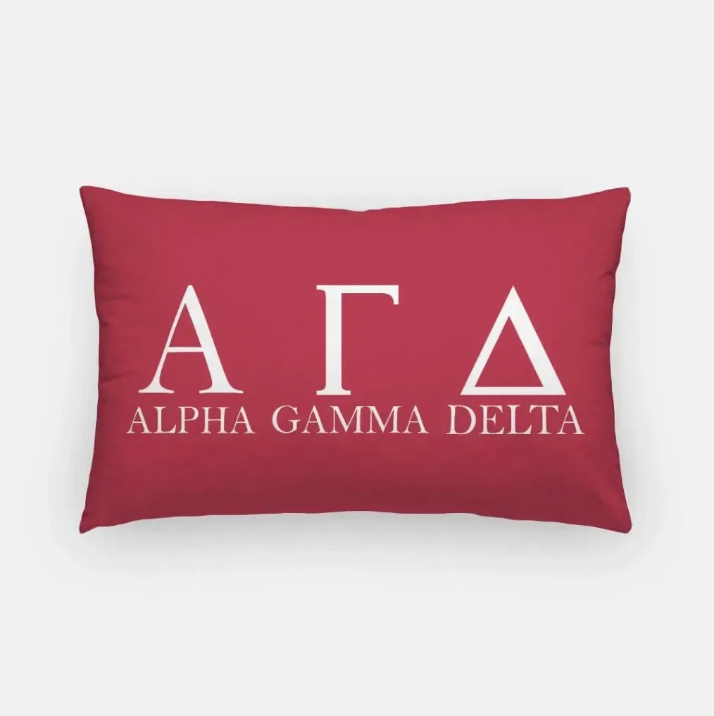 Alpha Gamma Delta Throw Lumbar Pillow Cover Greek Letters Red 