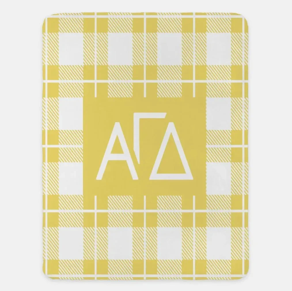 Alpha Gamma Delta XL 60x80 Plaid Sherpa Throw Blanket Buff