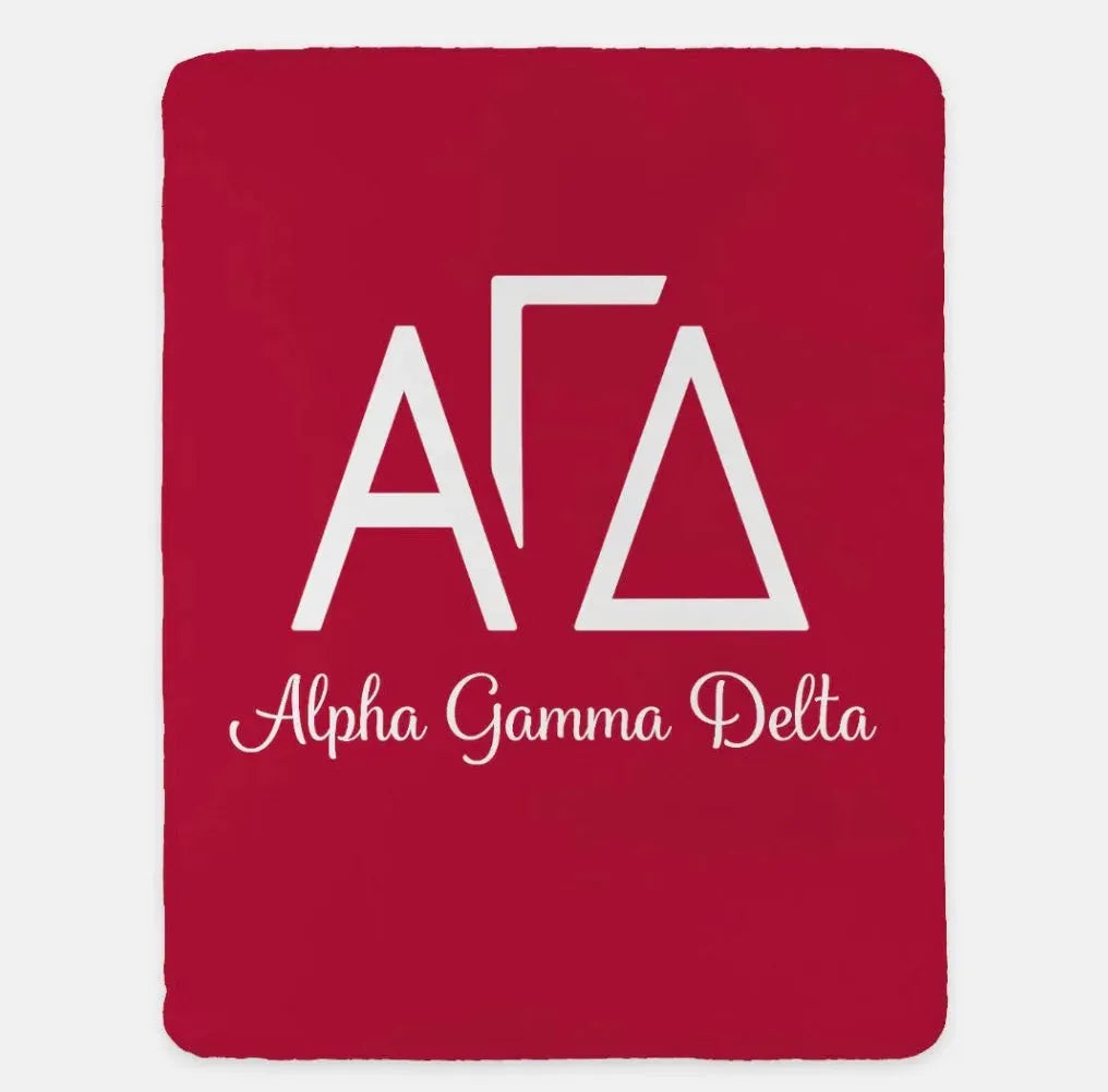 Alpha Gamma Delta XL 60x80 Sherpa Throw Blanket Cardinal