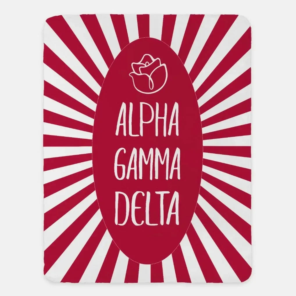 Alpha Gamma Delta XL 60x80 Starburst Sherpa Throw Blanket Red