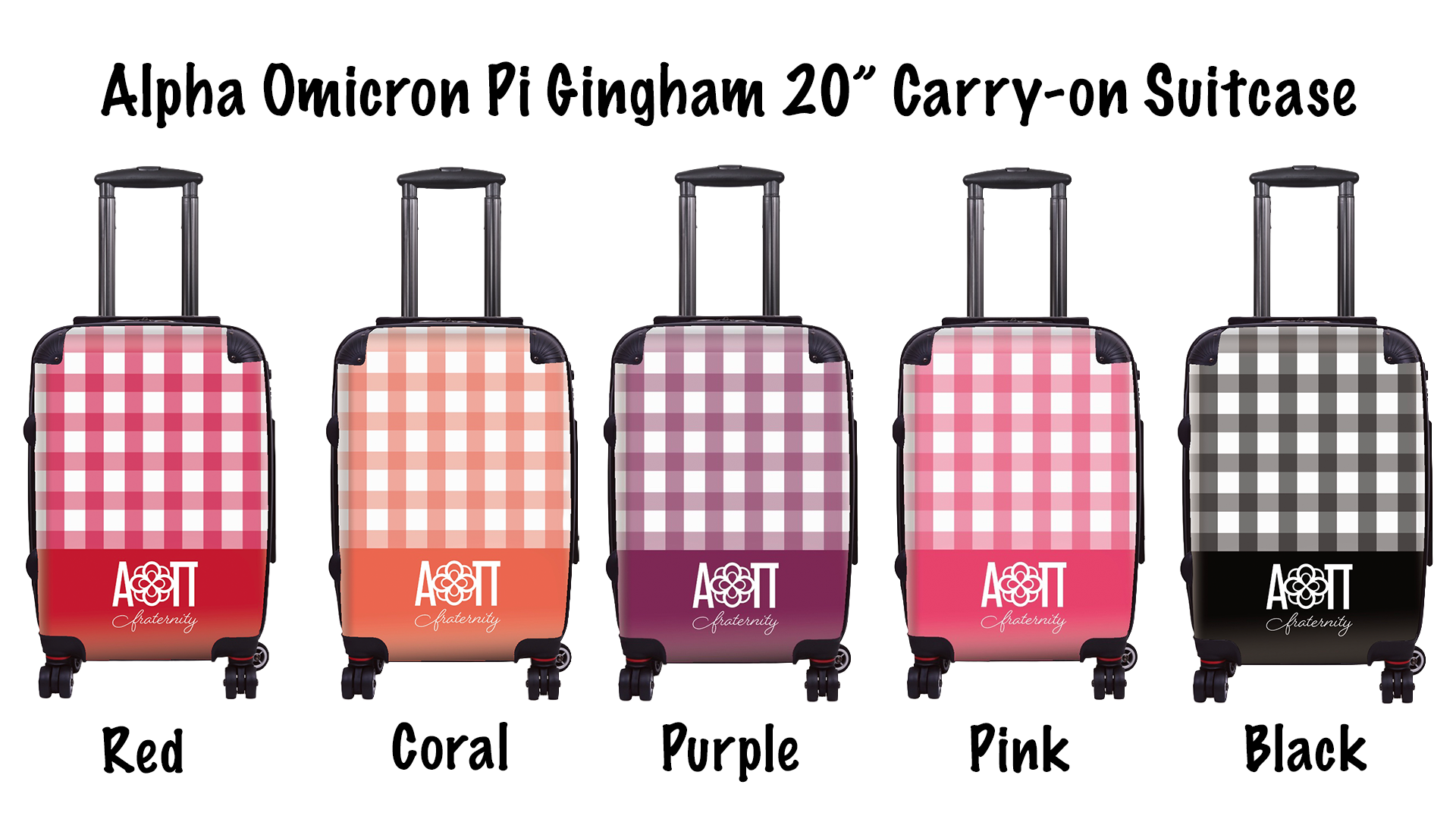 Alpha Omicron Pi Carry-on Suitcase Gingham Suitcase Swatches