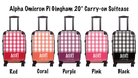 Alpha Omicron Pi Carry-on Suitcase Gingham Suitcase Swatches