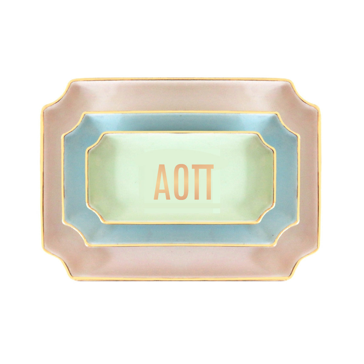 Alpha Omicron Pi Gold Monogram Decorative Tray | AOII Big Little Gifts
