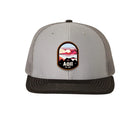 Alpha Omicron Pi Richardson 112 UV Print Leatherette Patch Trucker Hat - Ventura Gray Charcoal Black Trucker Hat