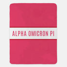 Alpha Omicron Pi XL 60x80 Sherpa Throw Blanket - Center Band Pink Throw Blankets