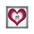 Alpha Phi 12x12 Layered Heart Wood Framed Sign Weathered Gray Wall Art & Signs
