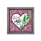 Alpha Phi 12x12 Mandala Heart Lily Wood Framed Framed Sign Weathered Gray Wall Art & Signs