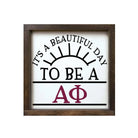 Alpha Phi 12x12 Wood Framed Sign - Beautiful Day Walnut Stain Wall Art & Signs
