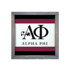 Alpha Phi 12x12 Wood Framed Sign - Traditional Stripes Weathered Gray Wall Art & Signs