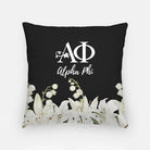 Alpha Phi 18" Throw Pillow Cover - Lillies Black Pillow