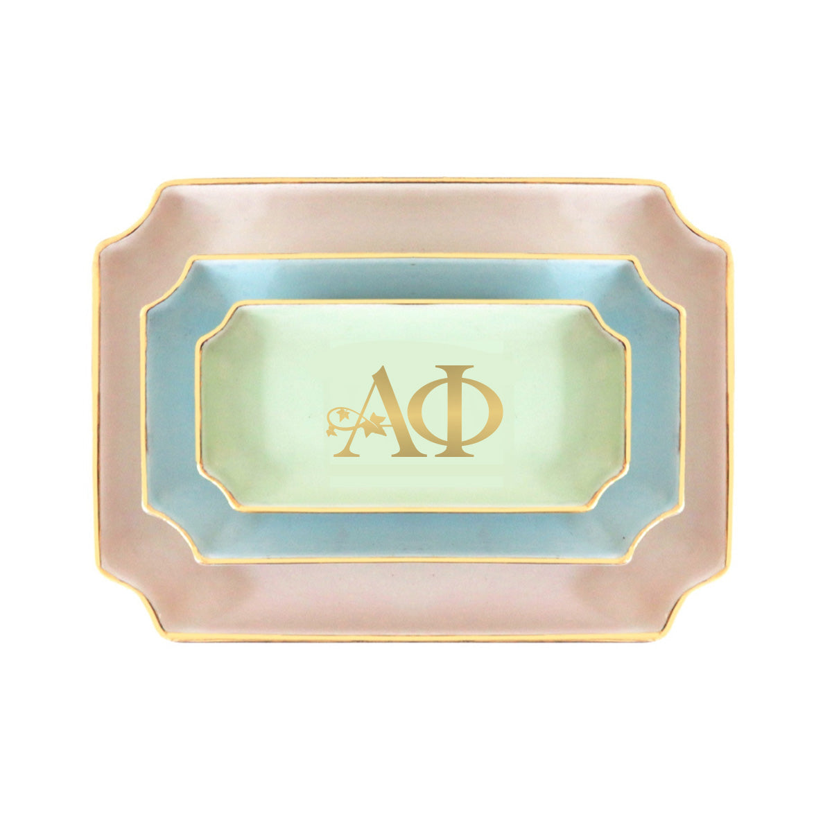 Alpha Phi Gold Monogram Ceramic Decorative Tray Jewelry Dish