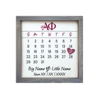 Alpha Phi Personalized Big Little Calendar Framed Sign - 12x12