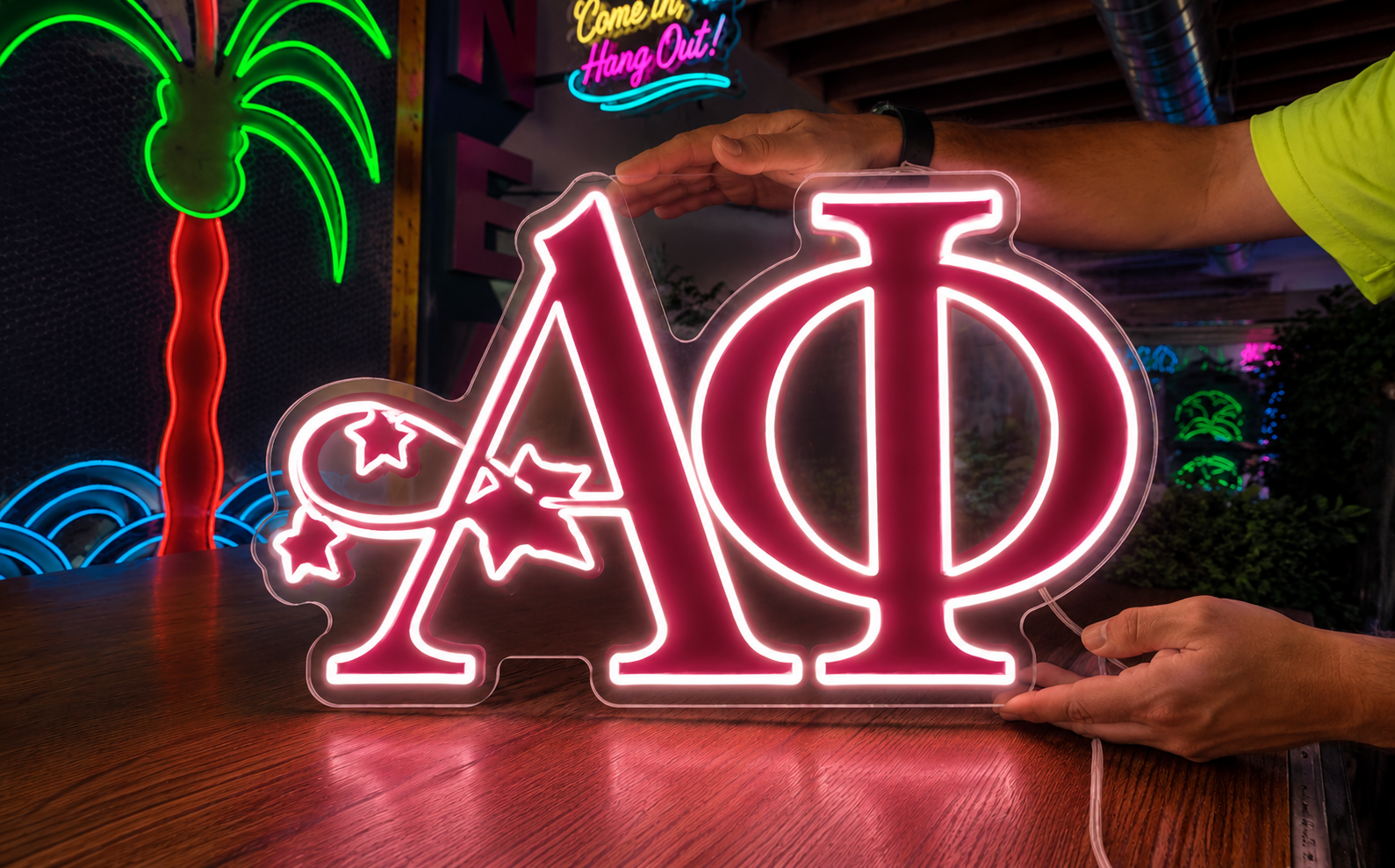 Alpha Phi UV LED Neon Sign w/ Dimmer | APhi Dorm Wall Art